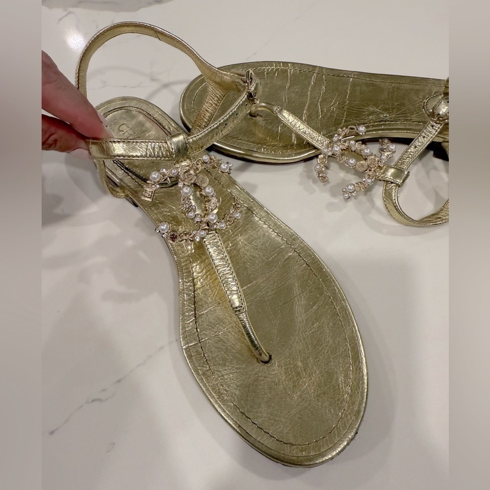 CHANEL Gold Women's Sandals
